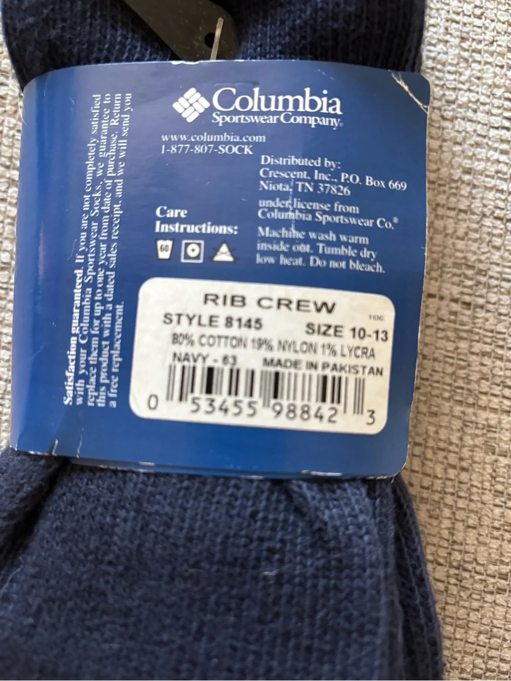 NWT Columbia Men's Navy Crew Socks - 3-pack